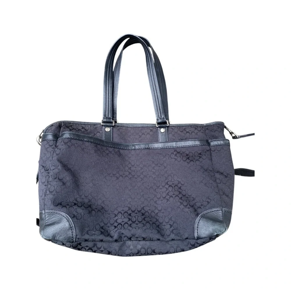 Coach Black Baby Bag with Textured Material and Sturdy Handles signature